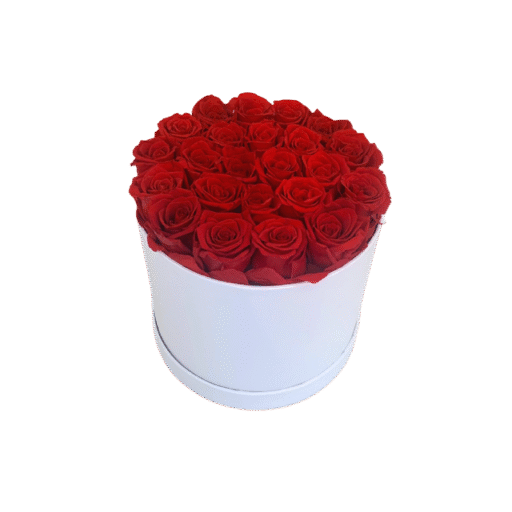 Luxury 24 Red Rose HatBox (White) - Image 3