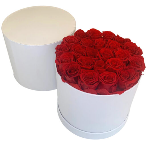Luxury 24 Red Rose HatBox (White) - Image 2