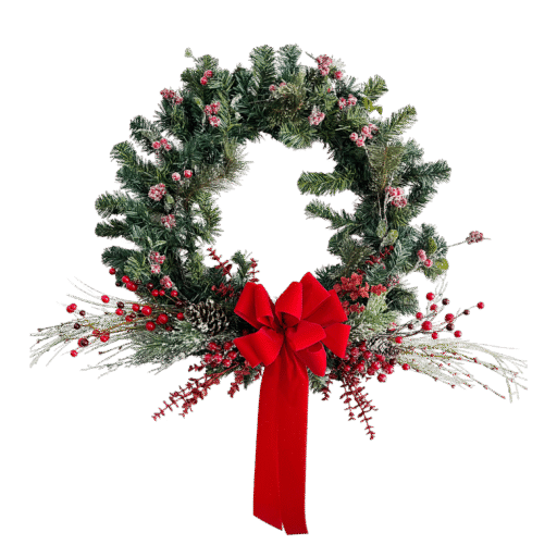 Holiday Cheery Berry Wreath (Single Bow)