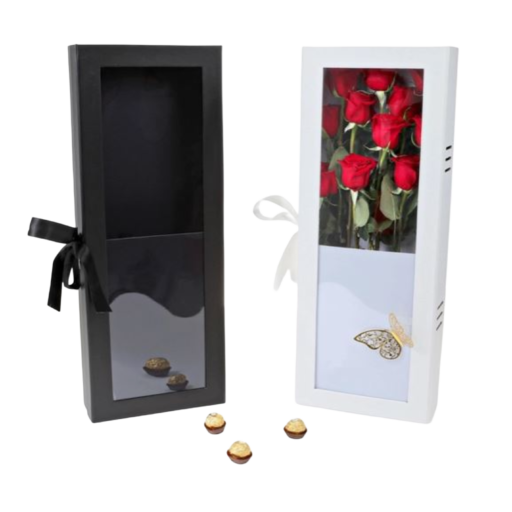 Long Stem Dozen Roses Gift Box + Candy