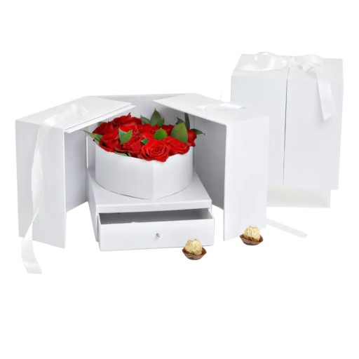 Surprise Heart & Drawer Box - White